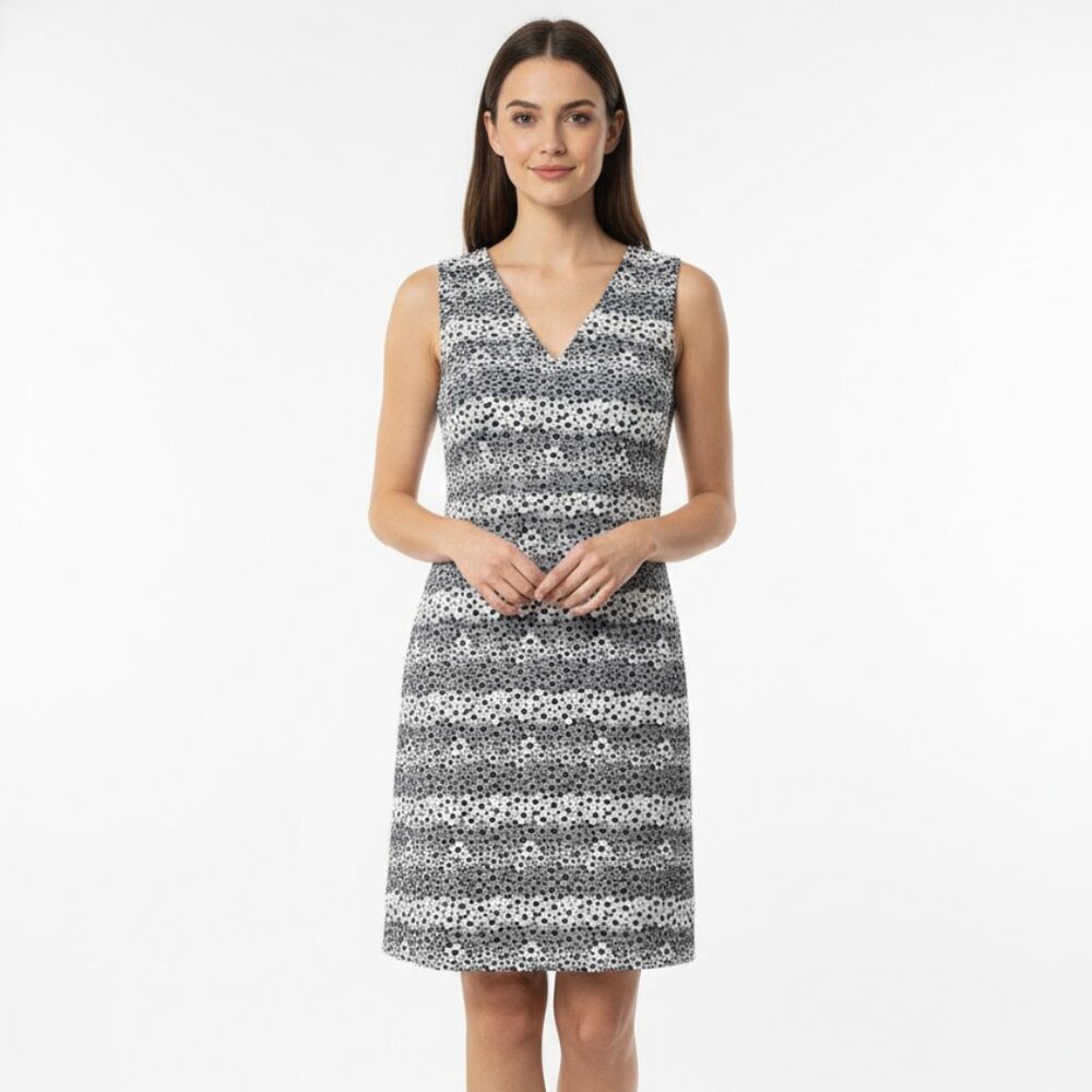 Karl Lagerfeld Dress Blue Floral Sleeveless Sheath Retro 14